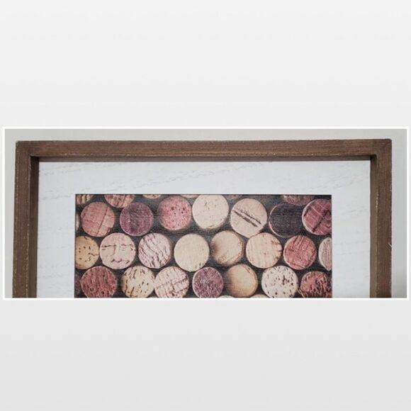 New Room & Retreat Wall Art Wine Corks Wood Framed Brown Picture Box Sign Décor - Picture 2 of 14